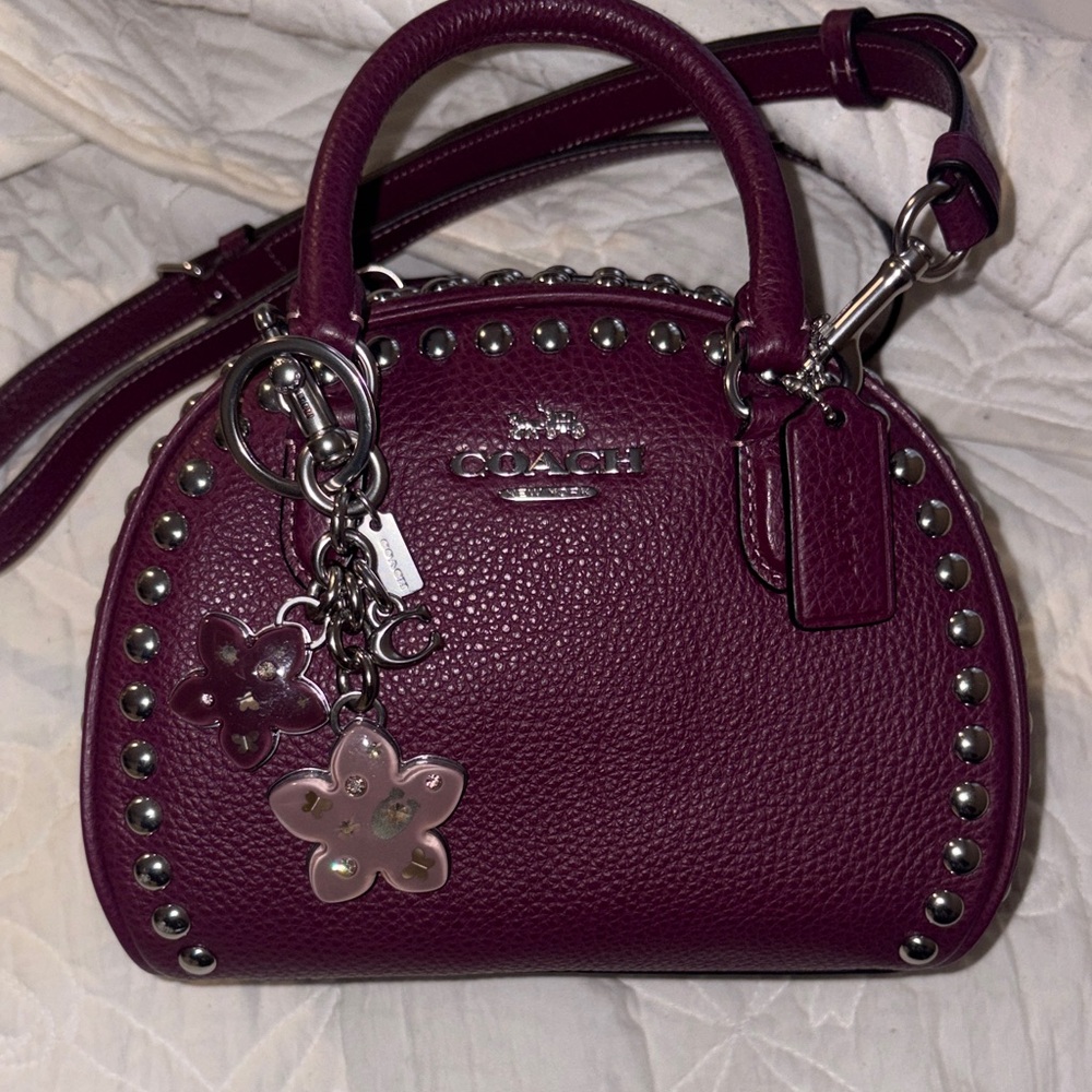 Coach Plum Crossbody Bag with Silver Accents